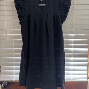 Umgee Elegant Black Ruffle Sleeve Dress